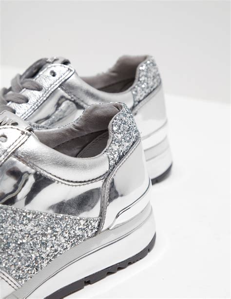 black and white michael kors sneakers|Michael Kors silver sneakers.